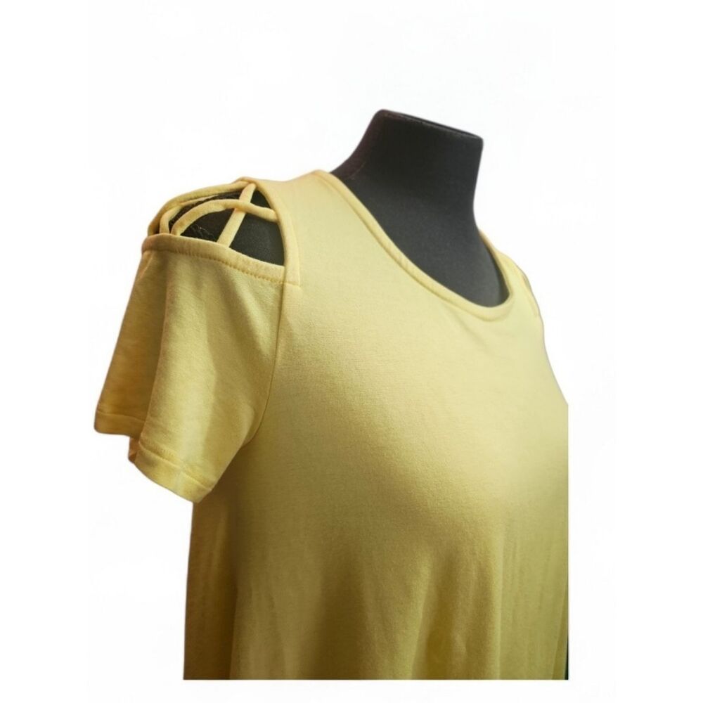Anthony Richards Soft Yellow Lattice Work Short Sleeve Tunic Size SP